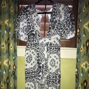 Blue and white romper